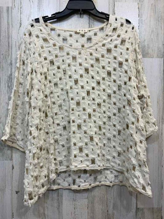 PRE-OWNED POL Dresses and Skirts Size S Cream SQUARE HOLES 3/4 LENGTH Dress