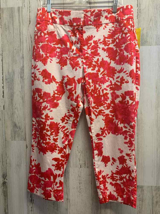 PRE-OWNED Size 12 7TH AVENUE STUDIO BOTTOMS CREAM/PINK/RED ANKLE Pants/FLORAL WA