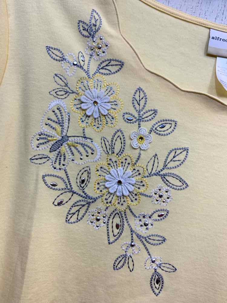 NWT ALFRED DUNNER PLUS SIZES Size 3X PASTEL YELLOW Floral SHORT SLEEVES Shirt/YE