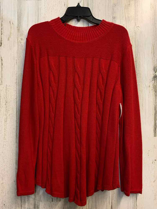 PRE-OWNED KIM ROGERS Tops Size XL Red LONG SLEEVES Sweater/CABLE KNIT