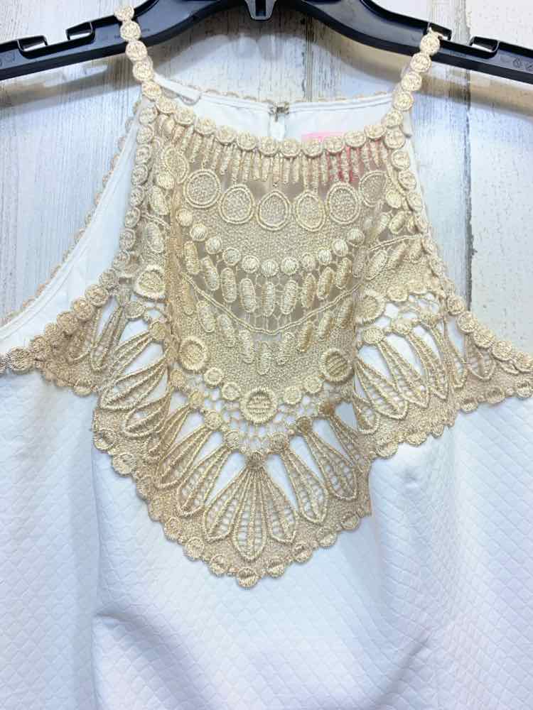 PRE-OWNED LILLY PULITZER Dresses and Skirts Size 8 WHITE/GOLD HIGH NECK Dress/GO
