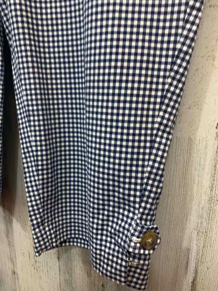 PRE-OWNED Size 12P TALBOTS BOTTOMS FLAT FRONT WHT/NVY CHECKERED CAPRI