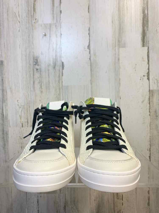 P448 SHOES Shoe Size 39 WHT/IRED Leather SNEAKERS Shoes