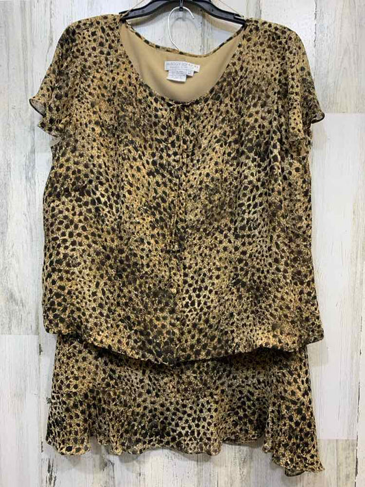 PRE-OWNED MAGGY LONDON Dresses and Skirts Size 18P BLK/BRN/BGE 2 PC Dress/BUTTON