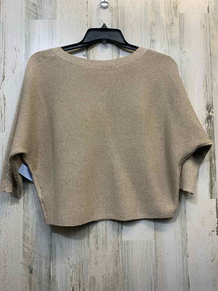 PRE-OWNED I.N STUDIO Tops Size PL Gold 3/4 SLEEVE TOP/CROPPED/ RIBBED W/SCOOP NE