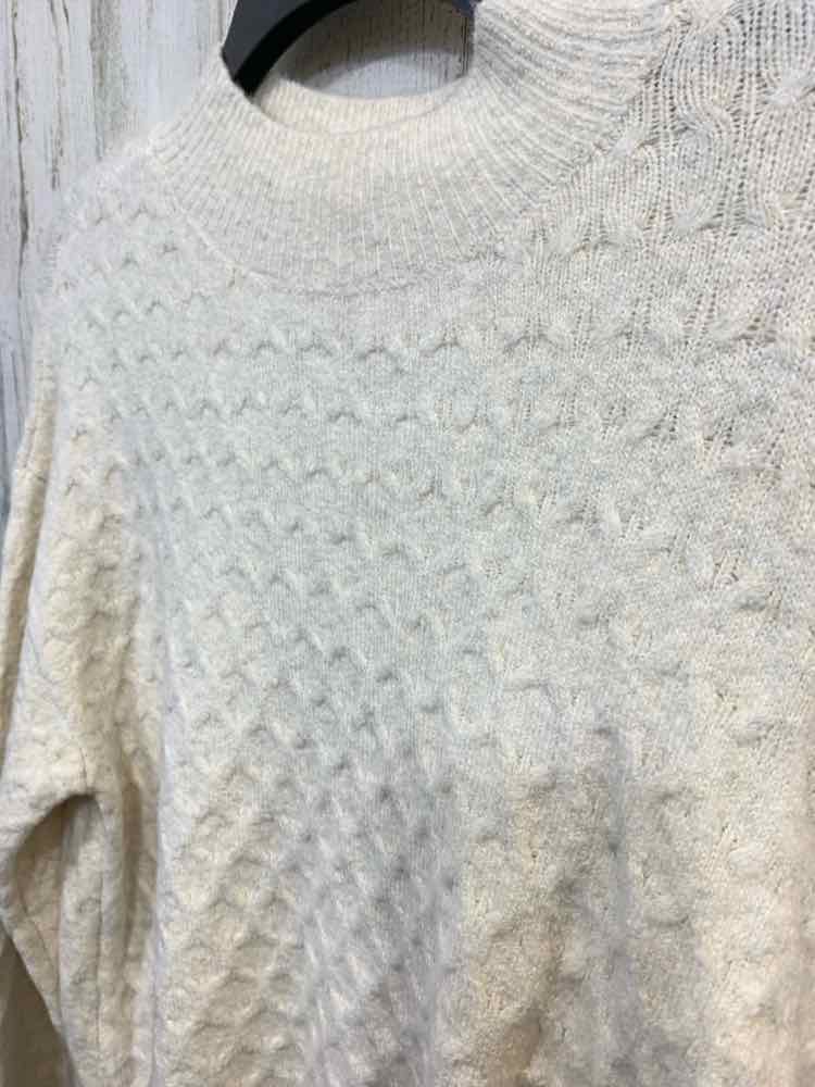 NWT ON 34TH Size S Tops Cream WAFFLE KNIT LONG SLEEVES MOCK NECK  SWEATER