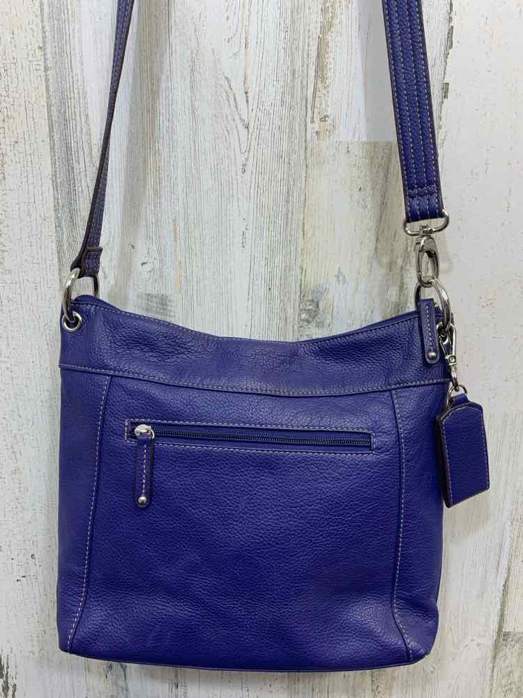 PRE-OWNED TIGNANELLO PURPLE/BLU Purse/2 FRONT POCKETS W/SILVER BUCKLES & BRAID D