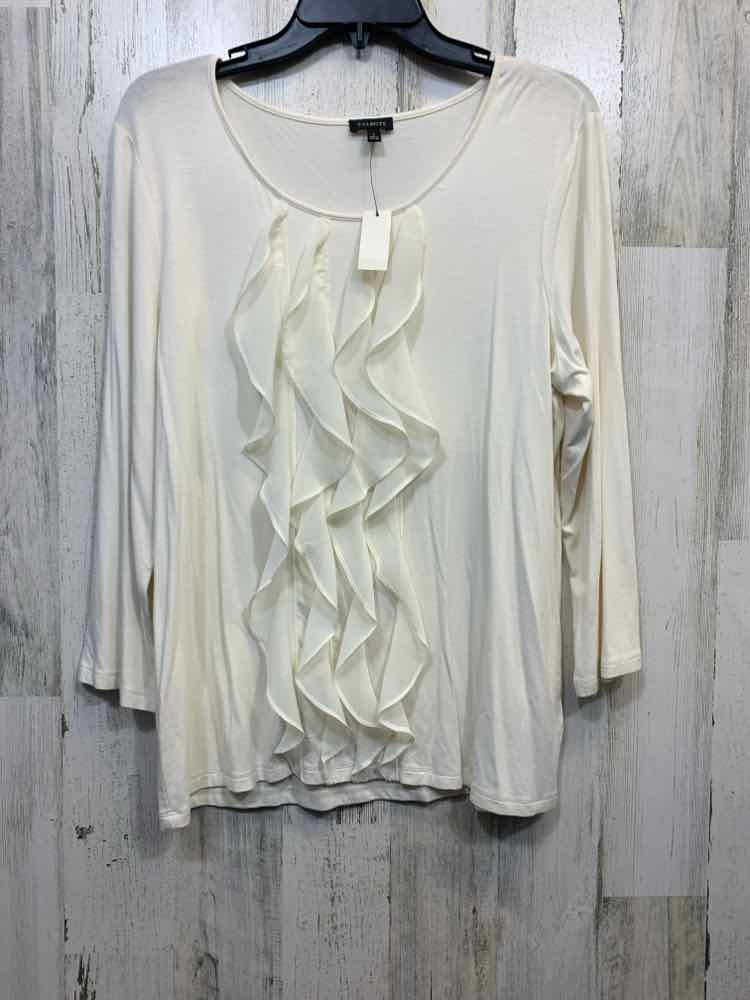 NWT TALBOTS Tops Size L BEIG/WHT RUFFLES T-shirt/BEIG TOP/RUFFLE DOWN THE MIDDLE