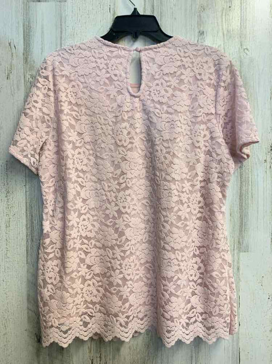 TEDDI ROSE Tops Size L Pink Lace SHORT SLEEVES TOP
