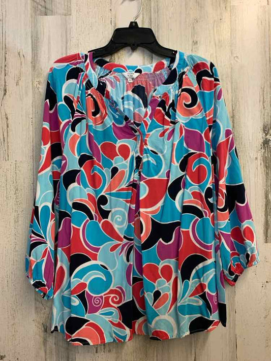 PRE-OWNED CROWN & IVY PLUS SIZES Size 2X BLK/BLU/PNK/PCH/WHT 3/4 SLEEVE TOP