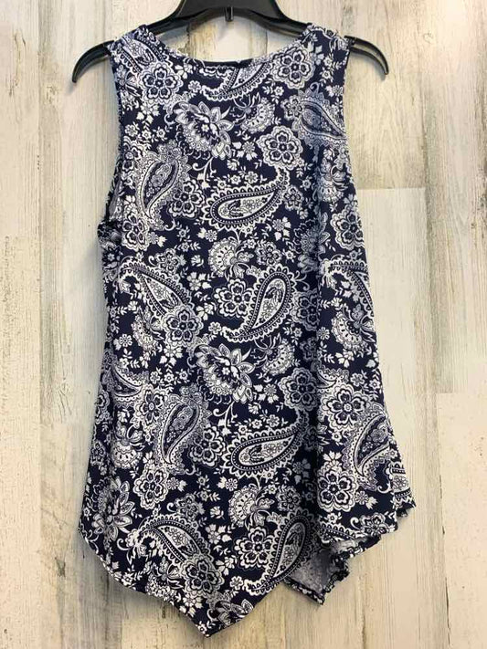 PRE-OWNED PROMISES PROMISES Tops Size XL NAVY/WHT Paisley SLEEVELESS TOP