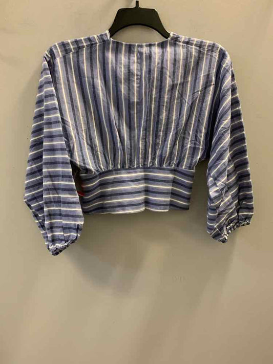 NWT BANANA REPUBLIC Tops Size 2 BLU/WHT Stripe 3/4 SLEEVE TOP