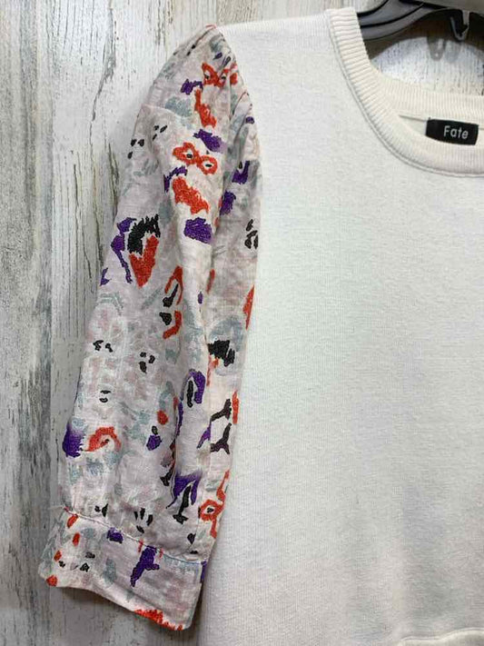 PRE-OWNED FATE Tops Size S WHT/PRPLE/RED/BLCK Floral SHORT SLEEVES Shirt/FLORAL