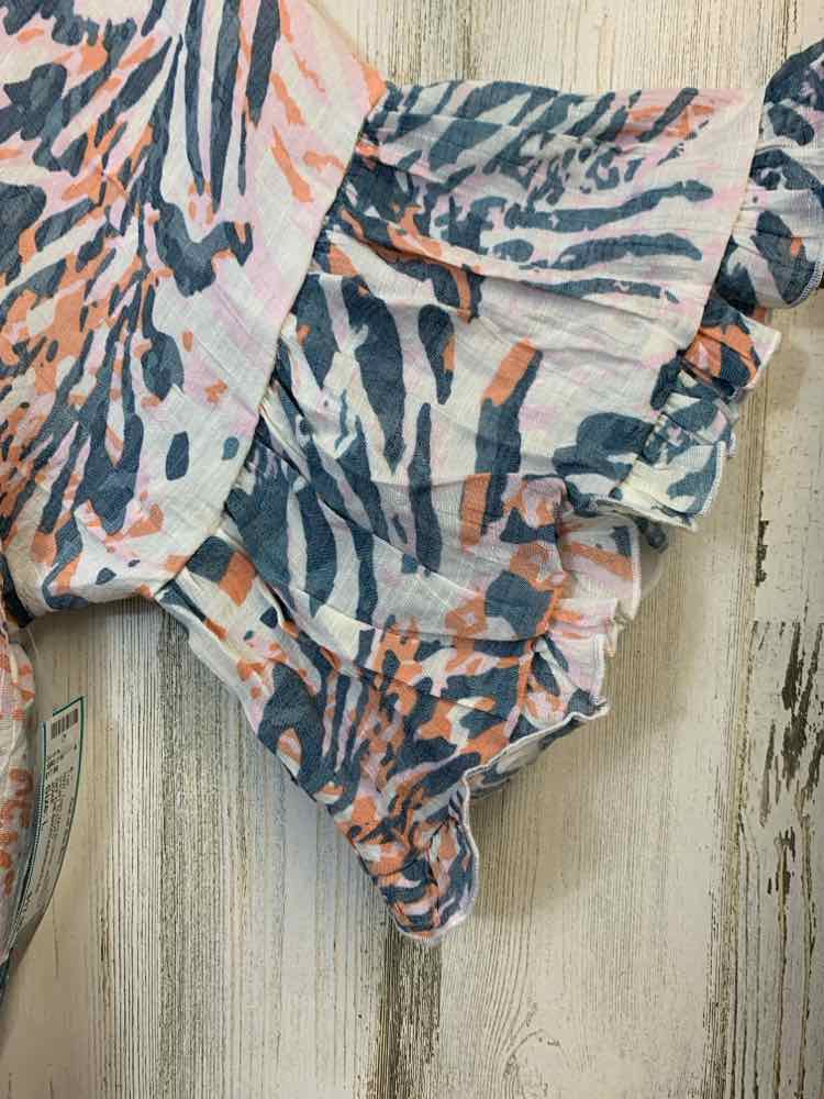 NWT JOVIE Tops Size L WHT/BLU/PNK ABSTRACT SHORT SLEEVES TOP
