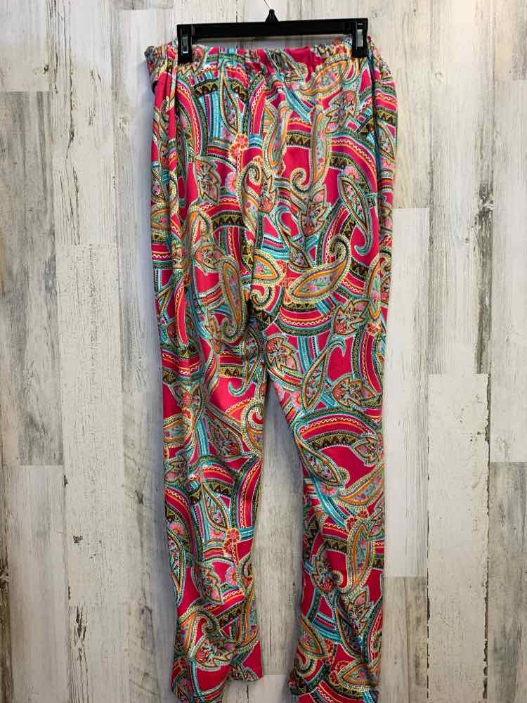 PRE-OWNED Size L NOTATIONS BOTTOMS PINK/MULTI MULTI-PATTERN PANTS Pants/PINK W/