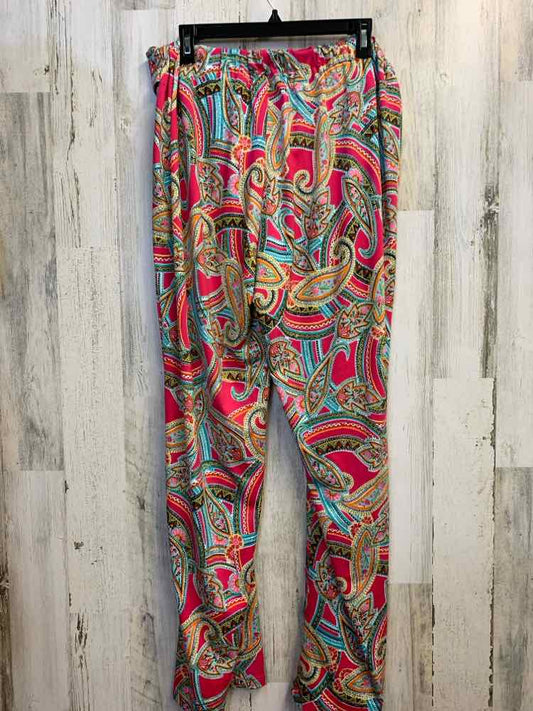 PRE-OWNED Size L NOTATIONS BOTTOMS PINK/MULTI MULTI-PATTERN PANTS Pants/PINK W/