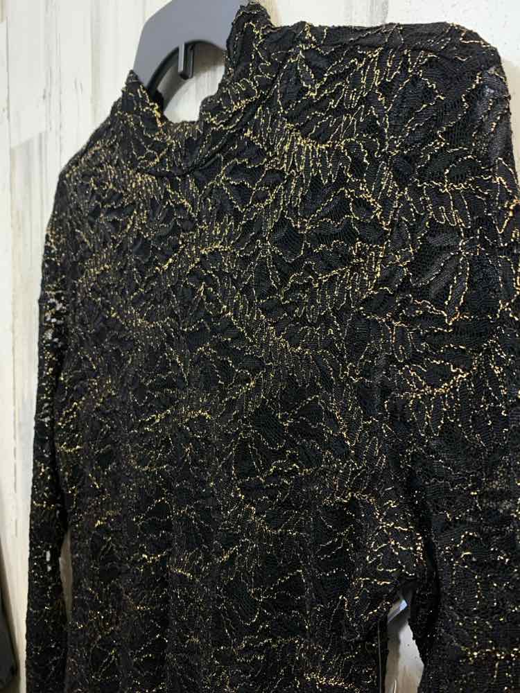 NWT INC Size S Tops BLK/GLD/BRN LONGSLEEVE Shirt