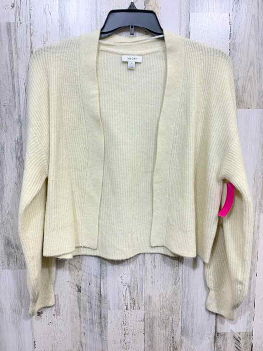 NWT ON 34TH Size S Tops Cream RIB KNIT LONG SLEEVE OPEN CROP Cardigan