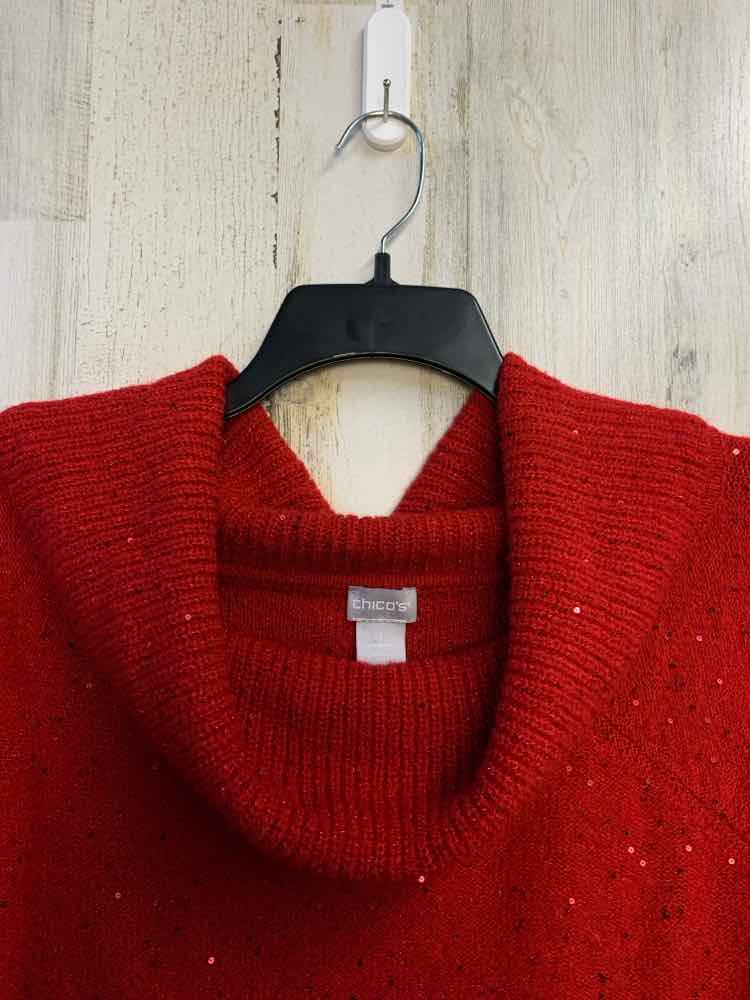 PRE-OWNED CHICO Tops Size S Red LONG SLEEVES TOP/COWL NECK SWEATER