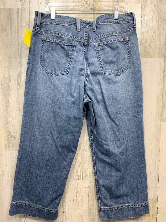 PRE-OWNED Size 14 EDDIE BAUER BOTTOMS LIGHT BLU Solid BOOT CUT CAPRI