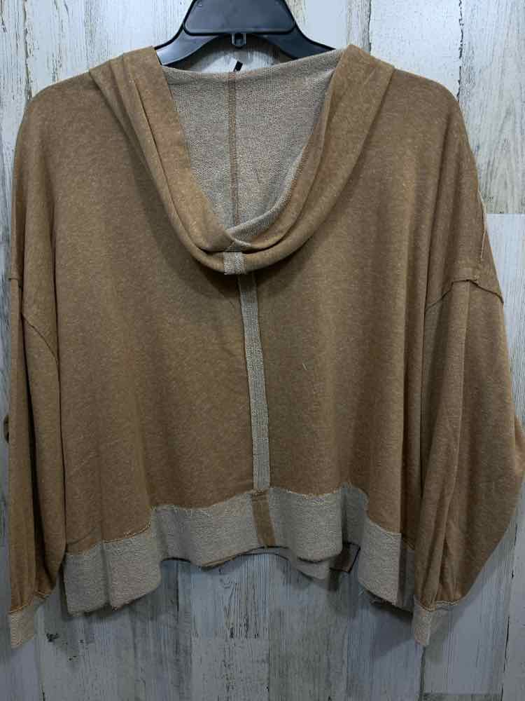 NWT ZENANA Size L/XL Tops TAN MOTTLED LONG SLEEVES HOODED PULLOVER
