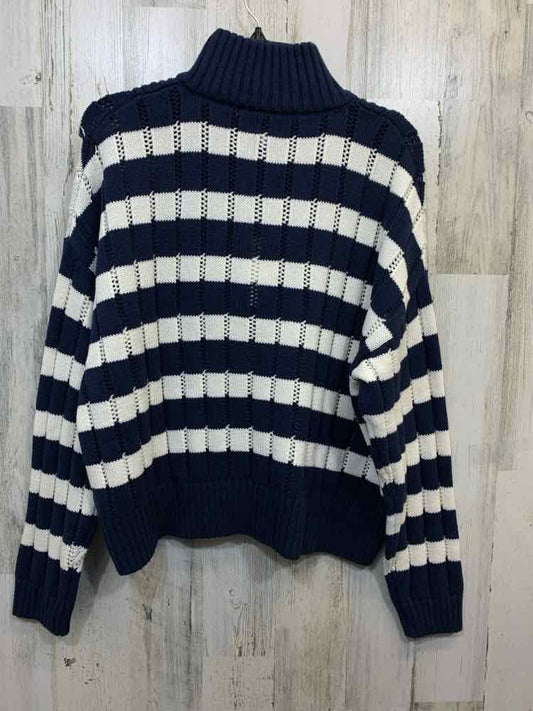 NWT A NEW DAY Tops Size XL CrM/NVY LONG SLEEVES 1/2 ZIP UP BIB SWEATER