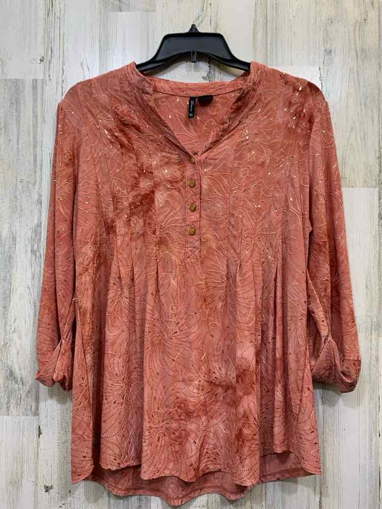 PRE-OWNED NEW DIRECTION PLUS SIZES Size 1X ROSE LONG SLEEVE TOP/ROSE COLORED LON