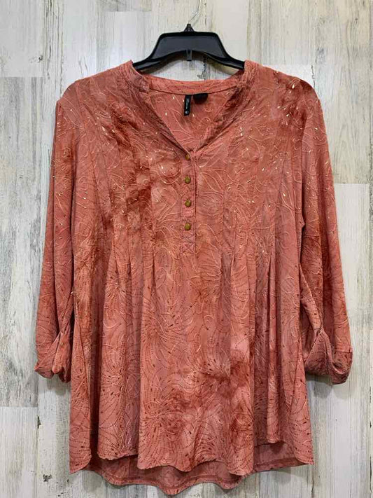 PRE-OWNED NEW DIRECTION PLUS SIZES Size 1X ROSE LONG SLEEVE TOP/ROSE COLORED LON