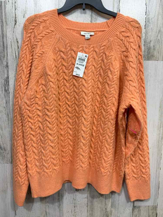 NWT ON 34TH Size XL Tops Orange CABLE KNIT LONG SLEEVES/CREW NECK SWEATER