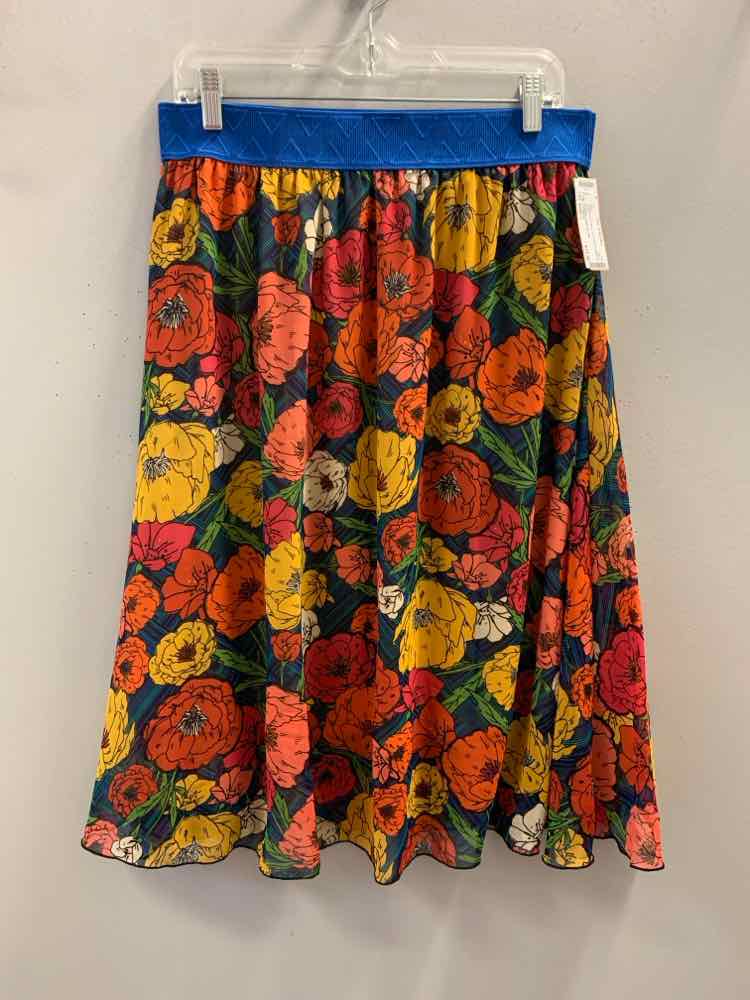 LULAROE Dresses and Skirts Size L BLU/ORG/YLW/GRN Floral Skirt