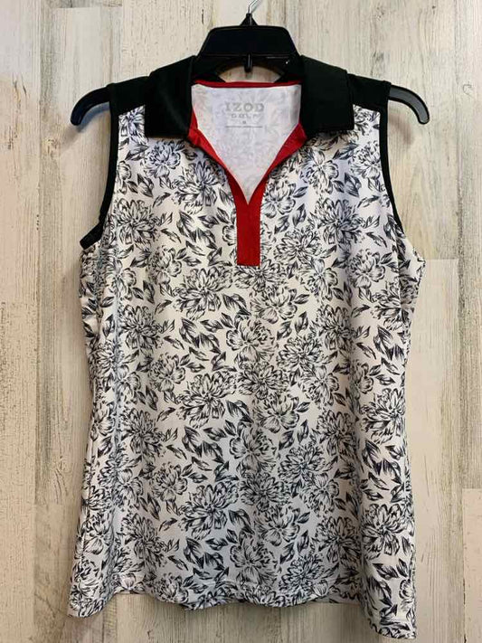 IZOD Activewear Size M BLK/WHT/RED Floral SLEEVELESS TOP