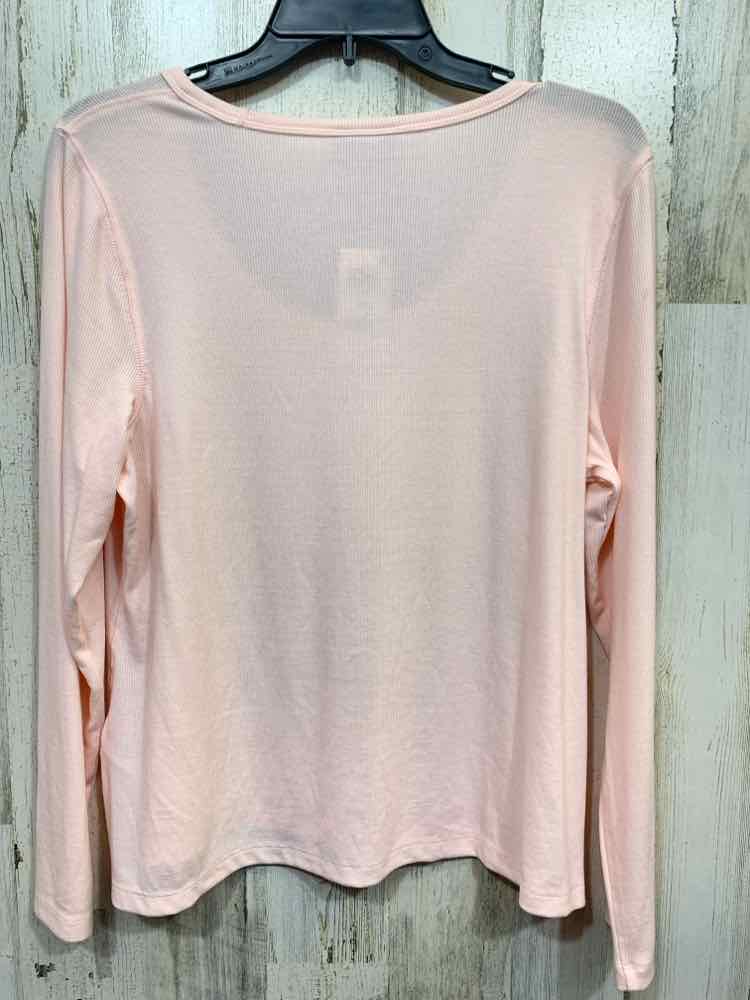 NWT ON 34TH Size 0X Tops BABY PINK KNIT Solid LONGSLEEVE Shirt ROUND NECK FLANNE