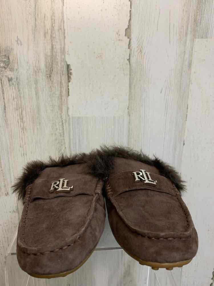 NWT Ralph Lauren SHOES 8 Brown Shoes/FAUX FUR LINED SLIPPERS