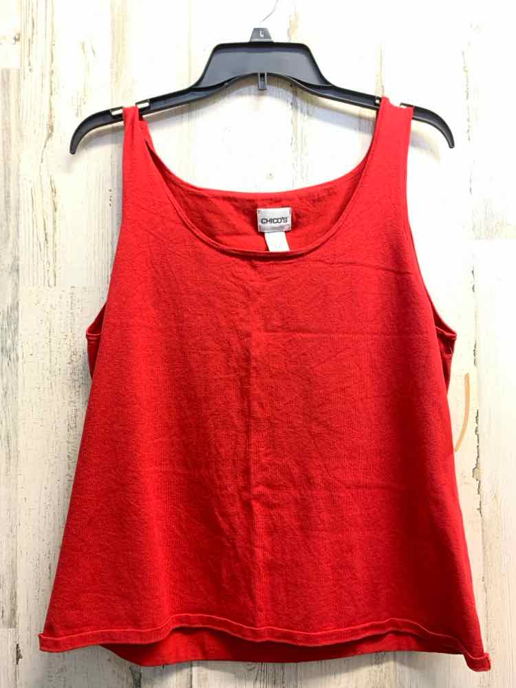 PRE-OWNED CHICOS PLATINUM Size 3 Red Solid Tank Top