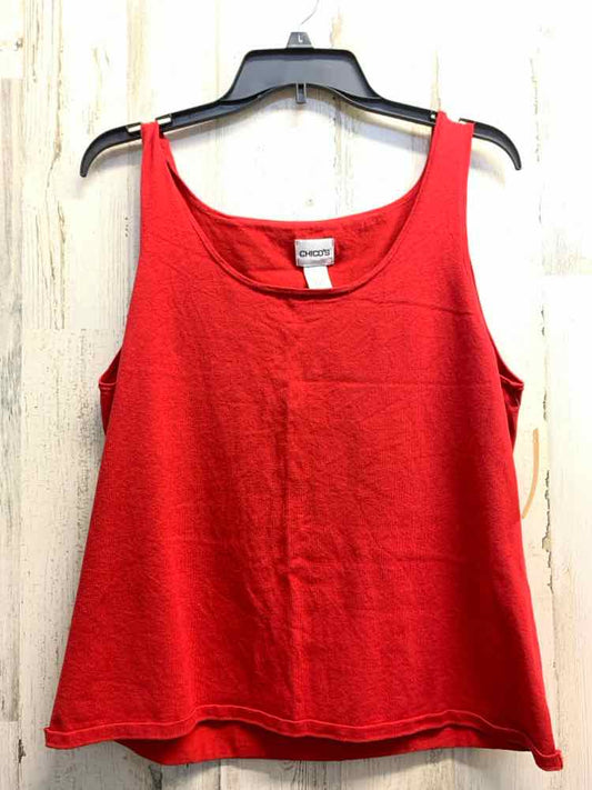 PRE-OWNED CHICOS PLATINUM Size 3 Red Solid Tank Top