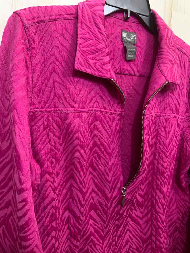 PRE-OWNED TRAVELERS BY CHICO'S Size 3 Tops BLK/BLU/AQUA ZIG ZAG Cardigan