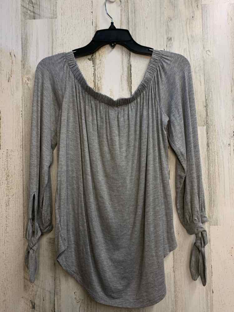 PRE-OWNED TART Tops Size S LIGHT GRAY LONG SLEEVES TOP/OFF THE SHOULDER TOP