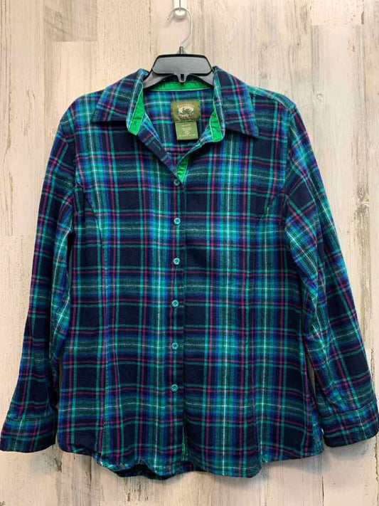 STILLWATERSUPPLY CO Tops Size XL NAVY/TEAL Plaid LONG SLEEVES Shirt