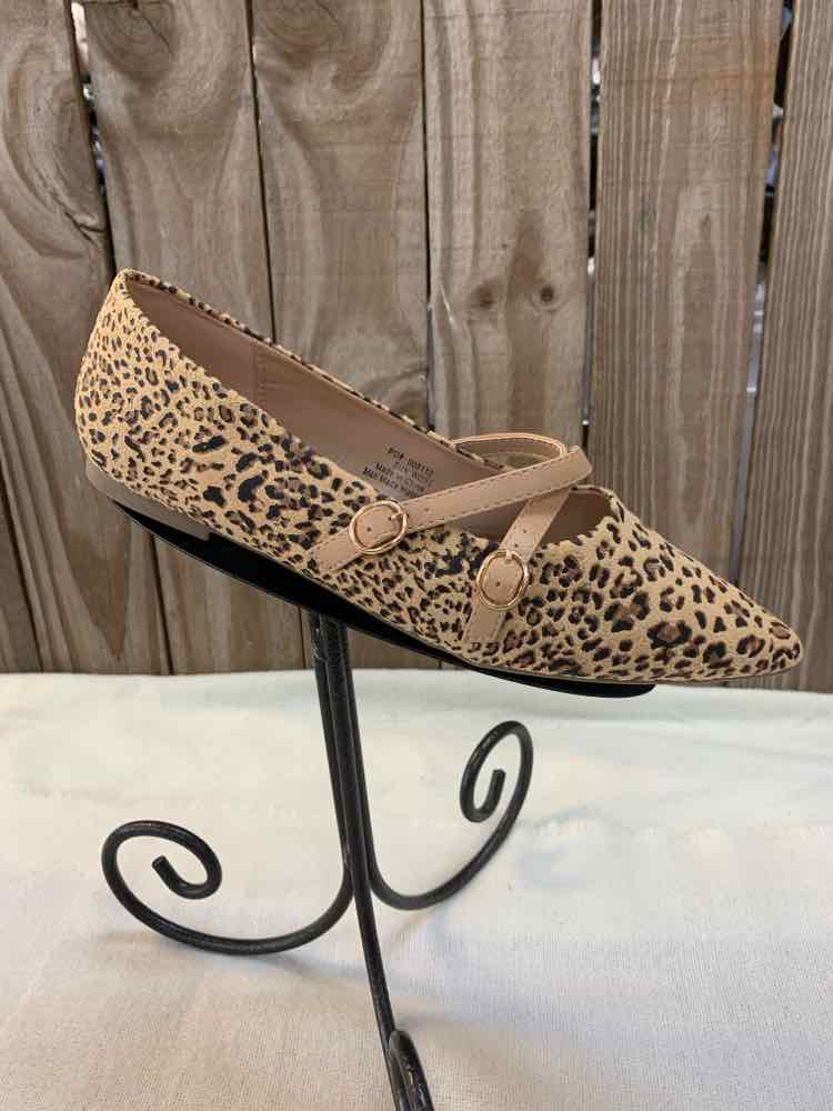 NWT JOURNEE COLLECTION SHOES 8.5 TAN/BLK/BRN LEOPARD FLAT Shoes