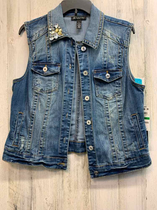 NWT INC Tops Size L Blue Denim VEST Vest