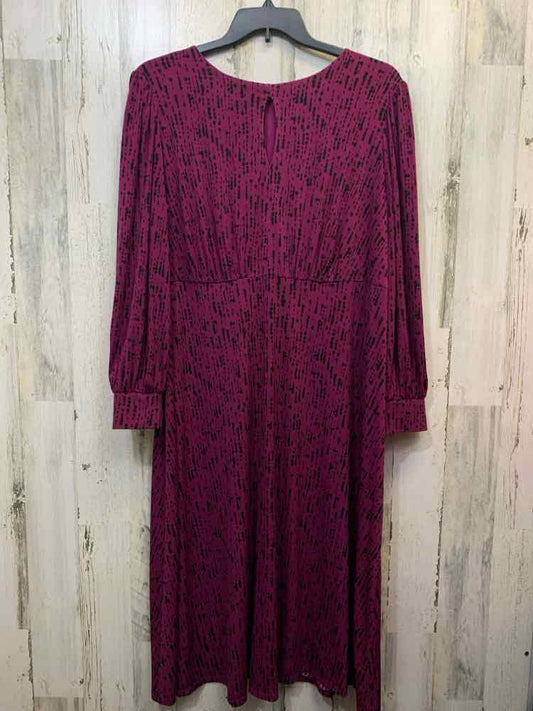 PRE-OWNED ADORN PLUS SIZES Size 20 MAGENTA 3/4 SLEEVE Dress