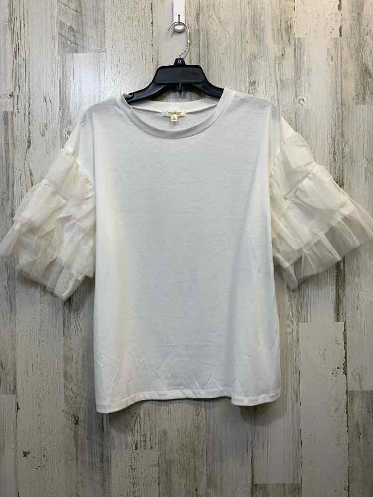 PRE-OWNED TOPSHOP CAROLE CHRISTIAN Size L White SHORT SLEEVES Cardigan/WHITE RUF