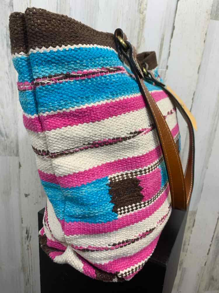 NWT PATRICIA NASH AQUA/HOT PINK/BROWN/WHITE Handbag