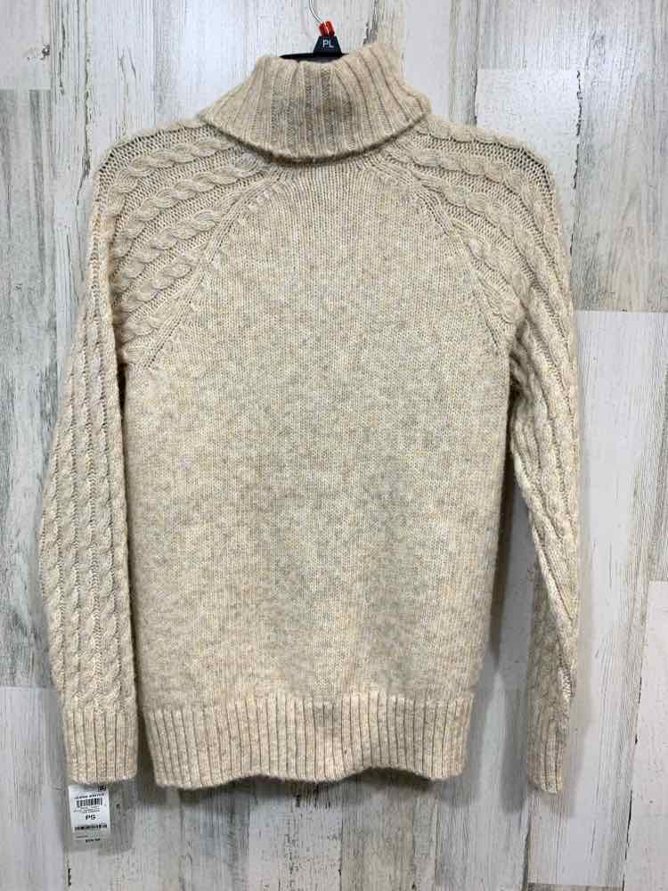 NWT STYLE & CO Size SP Tops Beige CABLE KNIT LONG SLEEVE MOCK NECK/RIB K SWEATER
