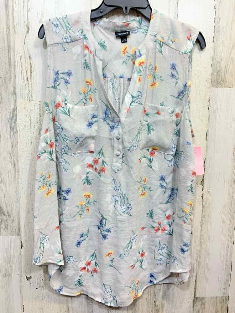 PRE-OWNED TORRID PLUS SIZES Size 2X SAGE Floral SLEEVELESS Blouse