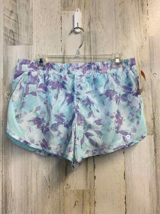 PRE-OWNED Size M RBX Activewear AQUA/PRPL ABSTRACT FLORAL Shorts