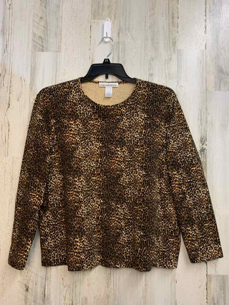 PRE-OWNED JONES NEW YORK PLUS SIZES Size 2X BRN/TAN CHEETAH PRINT TOP/CHEETAH