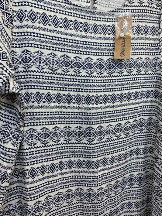 NWT MARISSA OLIVIA Dresses and Skirts Size L WHITE/NAVY TRIBAL SHIRT DRESS Dress