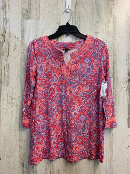 PRE-OWNED TALBOTS Tops Size S PINK/BLUE Paisley LONG SLEEVES TOP/PINK/BLUE PAISL