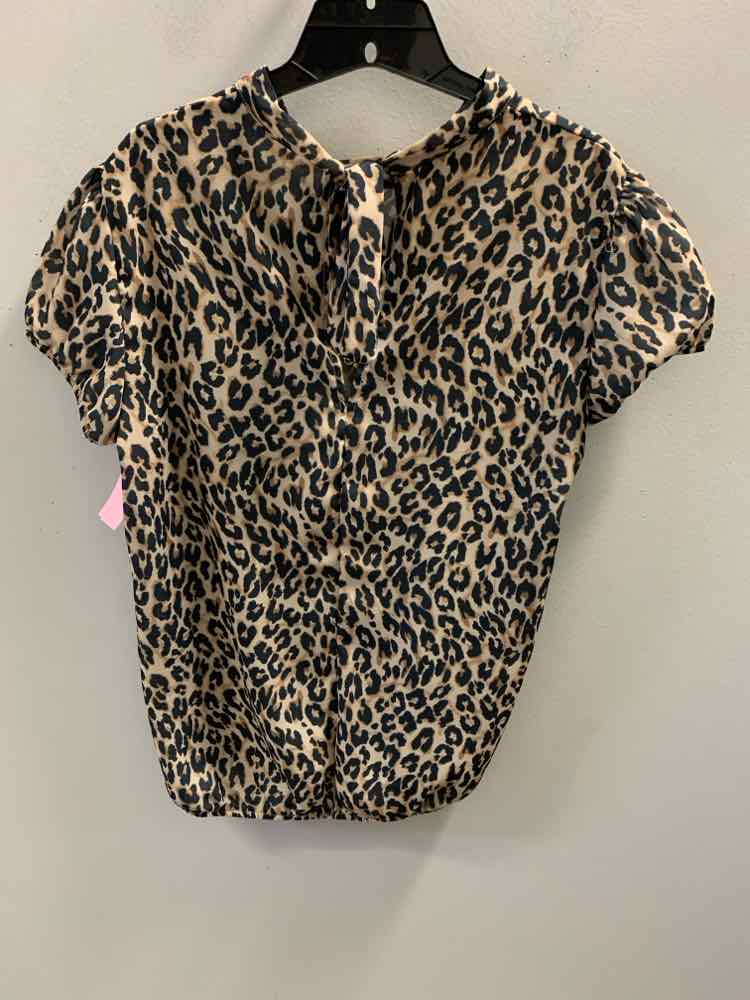 SWEET PEA Tops Size S BLK/BGE CHEETAH PRINT SHORT SLEEVES TOP